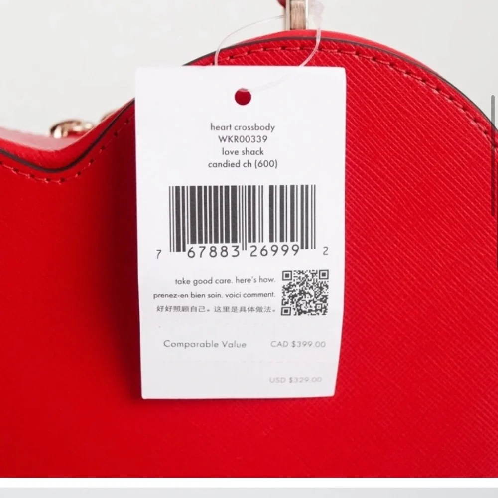 Kate Spade Love Shack Heart Crossbody Purse Leather Candied Cherry Red